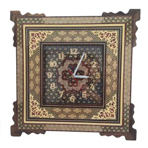 Handgefertigte persische Holz-Wanduhr – Khatam-Marketerie-Kunst, Arad