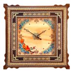 Handgefertigte persische Holz-Wanduhr – Khatam-Marketerie-Kunst, Araz