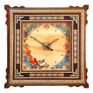 Handgefertigte persische Holz-Wanduhr – Khatam-Marketerie-Kunst, Araz
