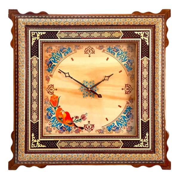 Handgefertigte persische Holz-Wanduhr - Khatam-Marketerie-Kunst, Araz