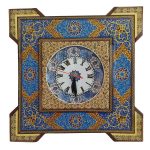 Handgefertigte persische Holz-Wanduhr – Khatam-Marketerie-Kunst, Hendesi