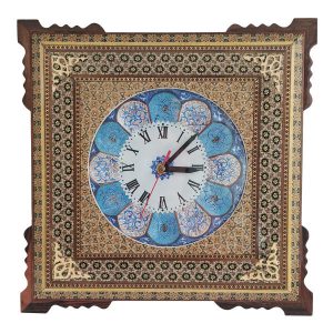 Handgefertigte persische Holz-Wanduhr – Khatam-Marketerie-Kunst, Mahla