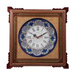 Handgefertigte persische Holz-Wanduhr – Khatam-Marketerie-Kunst, Parvaresh II