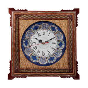 Handgefertigte persische Holz-Wanduhr – Khatam-Marketerie-Kunst, Parvaresh II