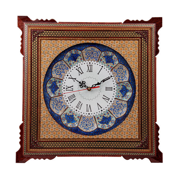 Handgefertigte persische Holz-Wanduhr - Khatam-Marketerie-Kunst, Parvaresh II