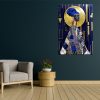 Persischer Holzposter-Druck - Blaue Frau Wandkunst