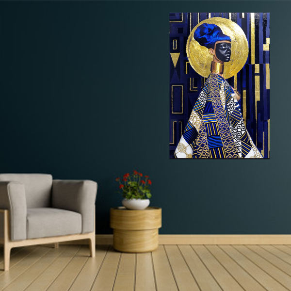 Persischer Holzposter-Druck - Blaue Frau Wandkunst