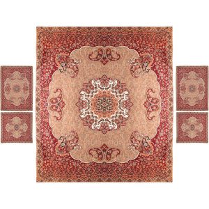 Persisches Bettüberwurf-Set – Orientalischer Stil, Doppelgröße mit Termeh-Stoff – Pink Laya