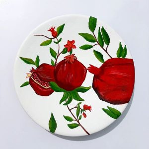 Dekorativer Keramikteller handgemalt Granatapfel
