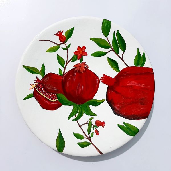 Dekorativer Keramikteller handgemalt Granatapfel