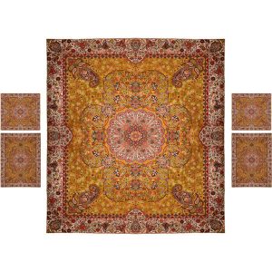 Persisches Bettüberwurf-Set – Orientalischer Stil, Doppelgröße mit Termeh-Stoff – Kebria