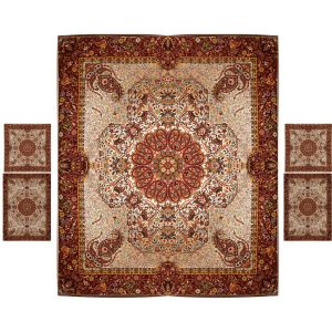 Persisches Bettüberwurf-Set – Orientalischer Stil, Doppelgröße mit Termeh-Stoff – Nahal