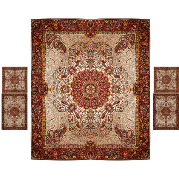 Persisches Bettüberwurf-Set – Orientalischer Stil, Doppelgröße mit Termeh-Stoff – Nahal