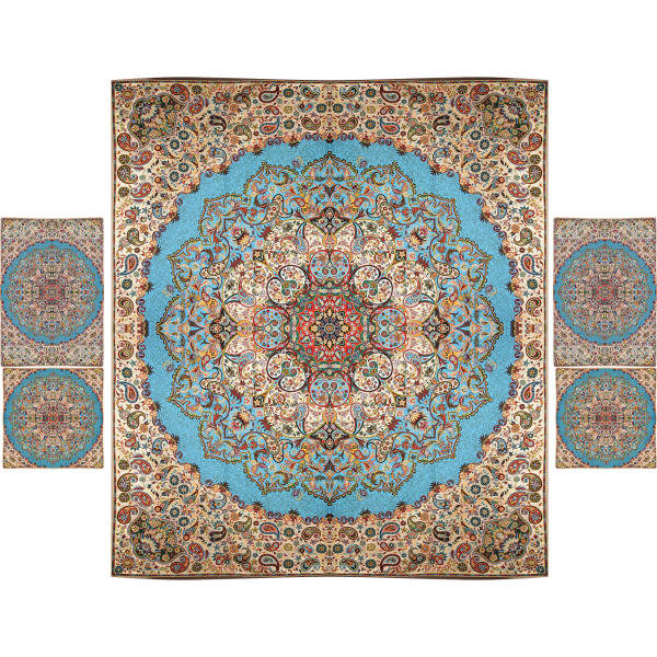 Persisches Bettüberwurf-Set – Orientalischer Stil, Doppelgröße mit Termeh-Stoff – Nina
