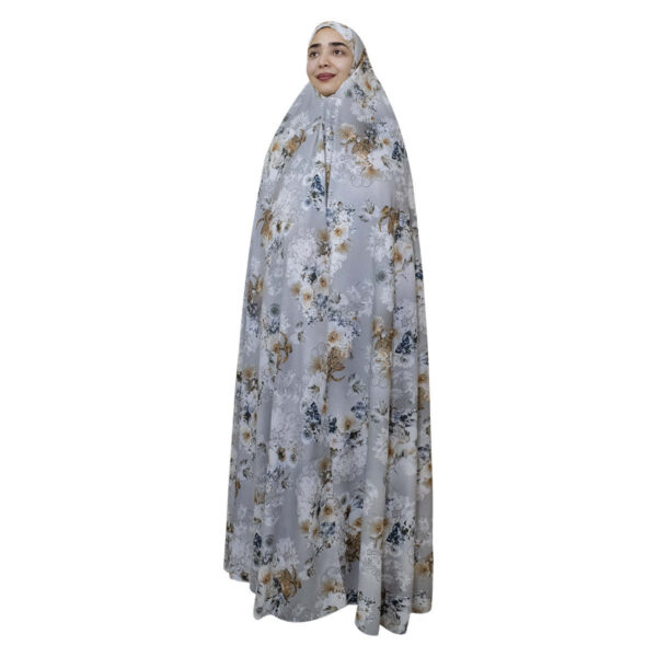 Iranischer Kultur-Chador für Frauen – Farbenfroh, Ideal für den Alltag und das Gebet, Weiße Blumen