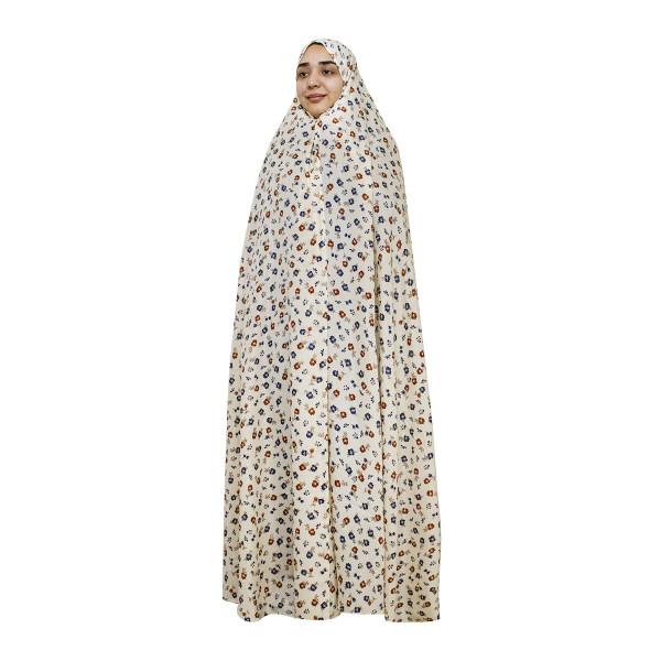 Iranischer Kultur-Chador für Frauen – Farbenfroh, Ideal für den Alltag und das Gebet, Orange Blumen