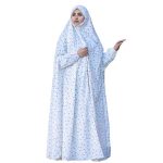 Islamischer Namaz Chador mit Ärmeln für Frauen, ideal für das Gebet – Lila Blumen