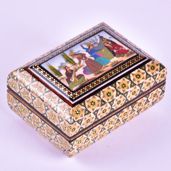 Handgefertigte Holz-Schmuckbox mit persischem Khatam-Design - Majlesi