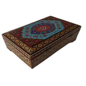 Handgefertigte Holz-Schmuckbox mit persischem Khatam-Design – Rose