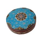 Handgefertigte Holz-Schmuckbox mit persischem Khatam-Design – Rund