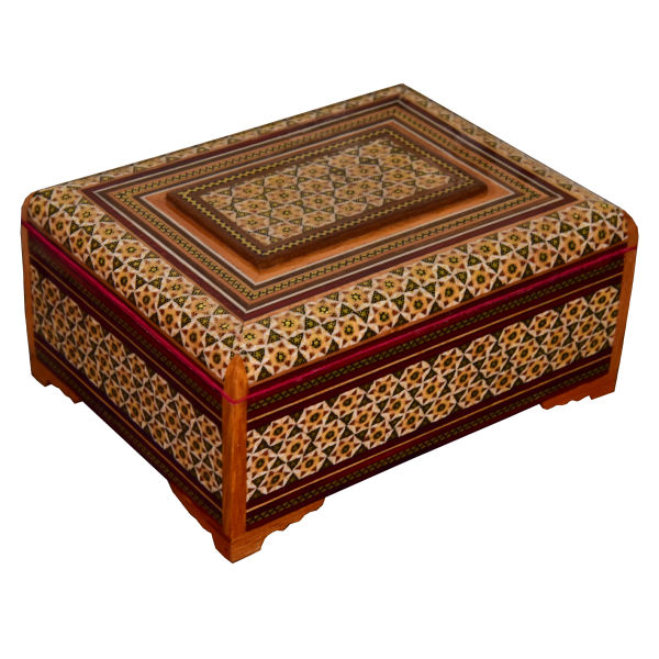 Handgefertigte Holz-Schmuckbox mit persischem Khatam-Design - Ahoura II