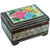 Handgefertigte Holz-Schmuckbox mit persischem Khatam-Design - Blumen