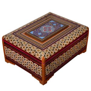Handgefertigte Holz-Schmuckbox mit persischem Khatam-Design – Mahour