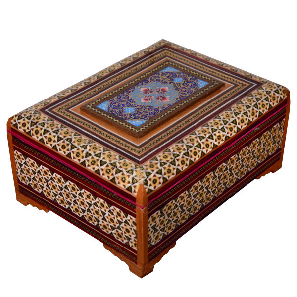 Handgefertigte Holz-Schmuckbox mit persischem Khatam-Design - Mahour