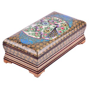 Handgefertigte Holz-Schmuckbox mit persischem Khatam-Design – Natur