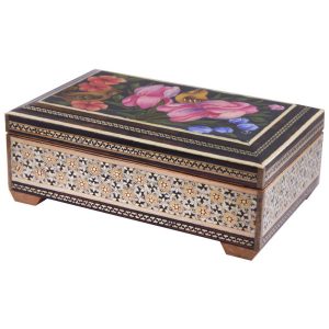 Handgefertigte Holz-Schmuckbox mit persischem Khatam-Design – Nazgol