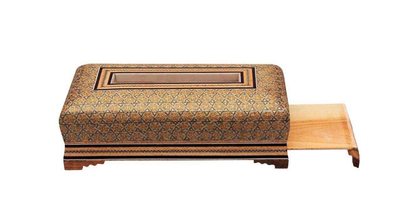 Handgefertigte persische Holz-Taschentuchbox – Khatamkari Arad