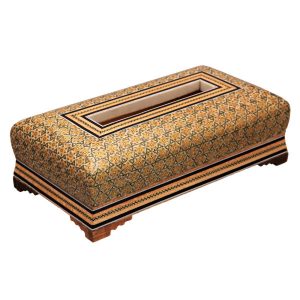 Handgefertigte persische Holz-Taschentuchbox – Khatamkari Arad