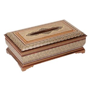 Handgefertigte persische Holz-Taschentuchbox – Khatamkari Hamid