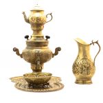 Persischer Messing-Samowar Dekorativer Kohle-Teekocher Blumenmuster 2-Liter