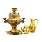 Persischer Samowar aus Messing Dekorativer Kohle-Teekocher mit Blumenmotiven 6-Liter