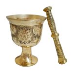 Messingmörser & Stößel mit traditionellem persischem Blumenmuster Ahoura