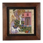 Dekorative persische gerahmte Fliese – Shahnameh-inspiriertes Muster: Farahani