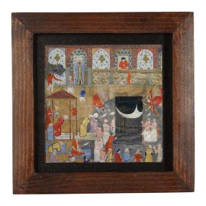 Dekorative persische gerahmte Fliese – Shahnameh-inspiriertes Muster: Menschen