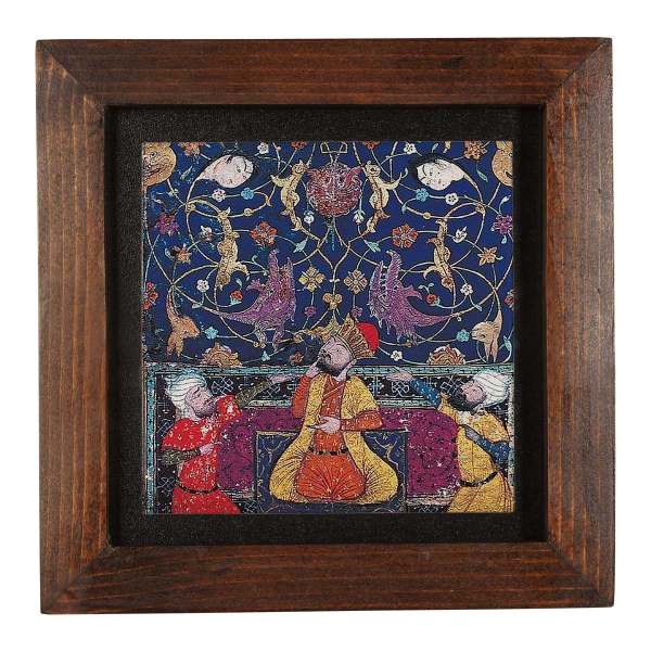 Dekorative persische gerahmte Fliese - Shahnameh-inspiriertes Muster: Shirani