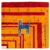 Persischer Gabbeh-Wollteppich handgewebt mit Tiermotiven Katze