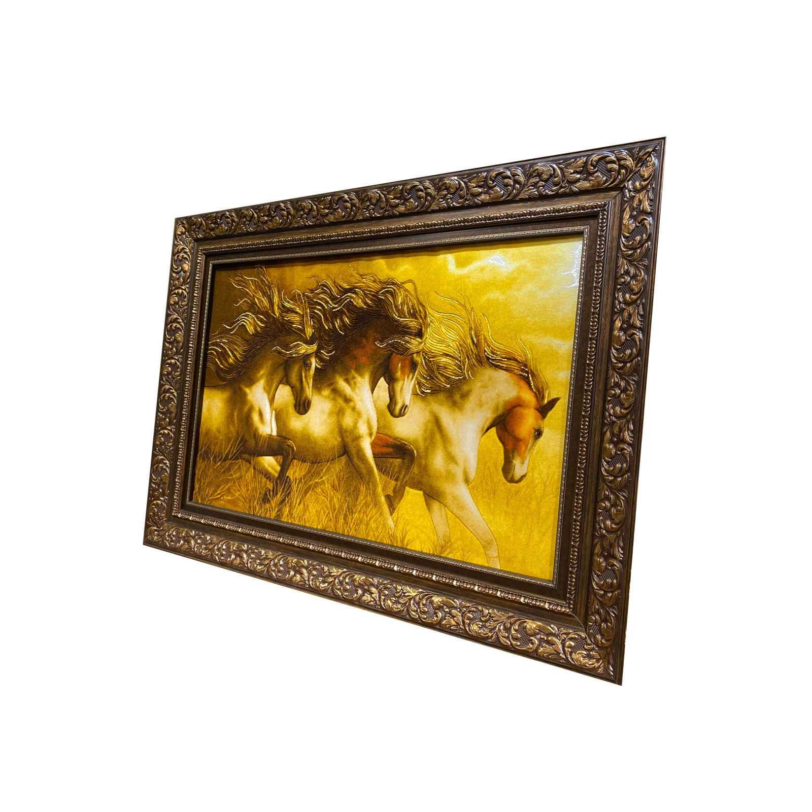 Handgeknüpfter persischer Bildteppich aus Tabriz, der ein goldenes Pferd darstellt