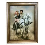 Handgeknüpfter persischer Bildteppich aus Tabriz, der einen Phaeton darstellt