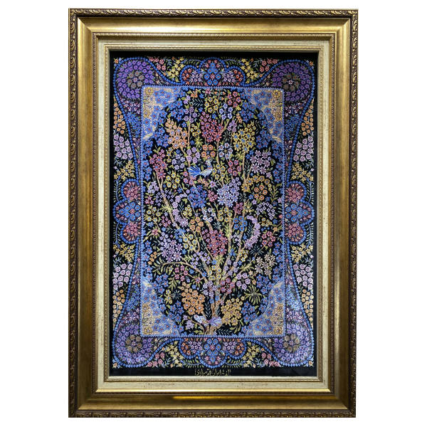 Handgeknüpfter persischer Wandteppich aus Tabriz, der einen Baum darstellt