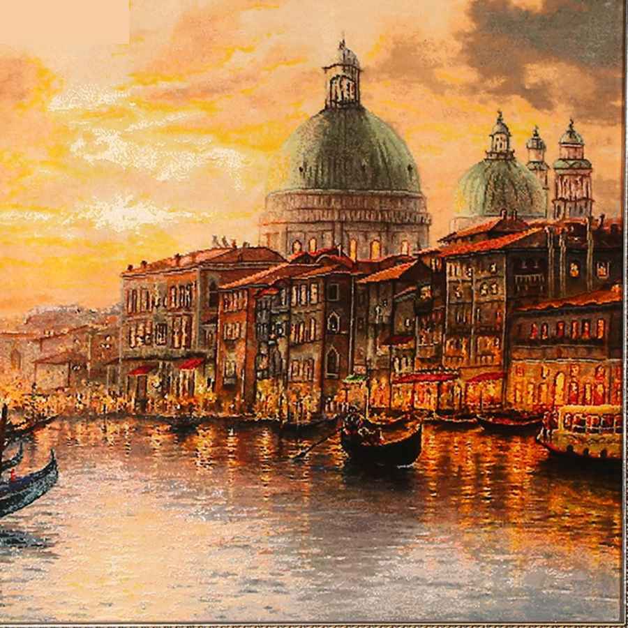 Handgeknüpfter persischer Bildteppich aus Tabriz, der Venedig darstellt