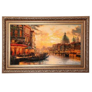 Handgeknüpfter persischer Bildteppich aus Tabriz, der Venedig darstellt