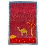 Persischer Gabbeh-Wollteppich handgewebt mit Tiermotiven Kamel I