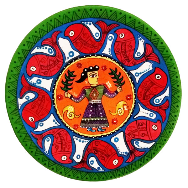 Dekorativer Keramikteller handgemalt Rajasthani