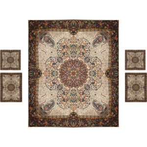 Persisches Bettüberwurf-Set – Orientalischer Stil, Doppelgröße mit Termeh-Stoff – Afshar