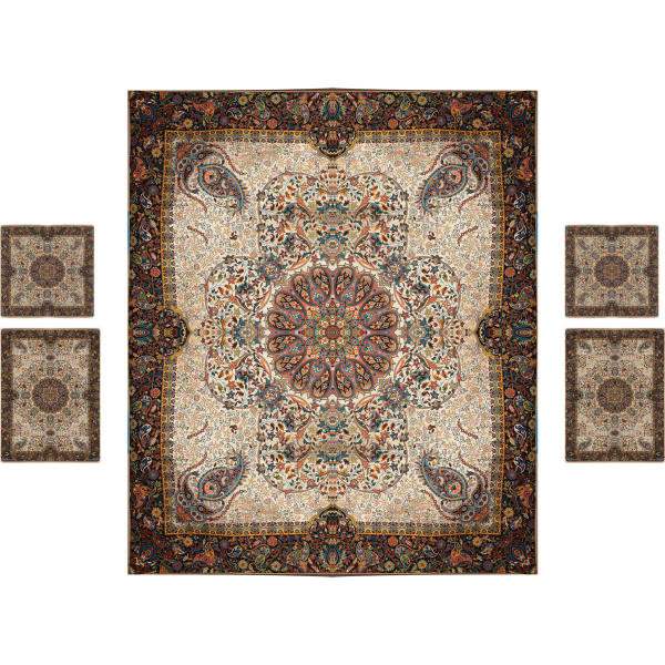Persisches Bettüberwurf-Set – Orientalischer Stil, Doppelgröße mit Termeh-Stoff – Afshar