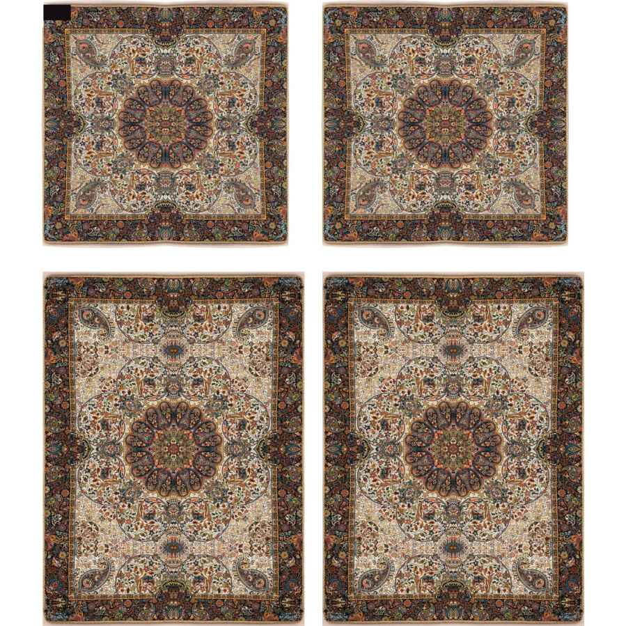 Persisches Bettüberwurf-Set – Orientalischer Stil, Doppelgröße mit Termeh-Stoff – Afshar